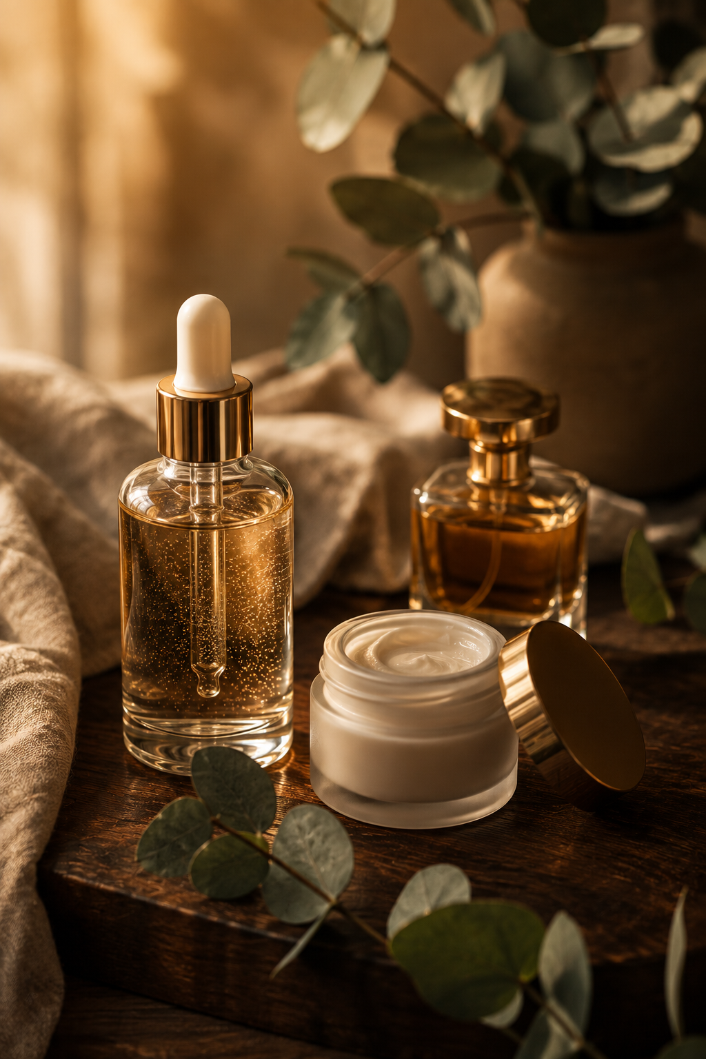 Skincare and cosmetics products on display