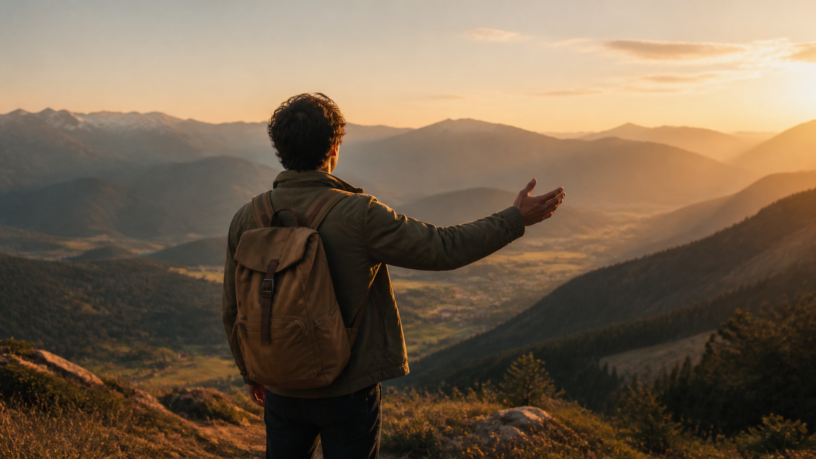 Traveler exploring a scenic destination